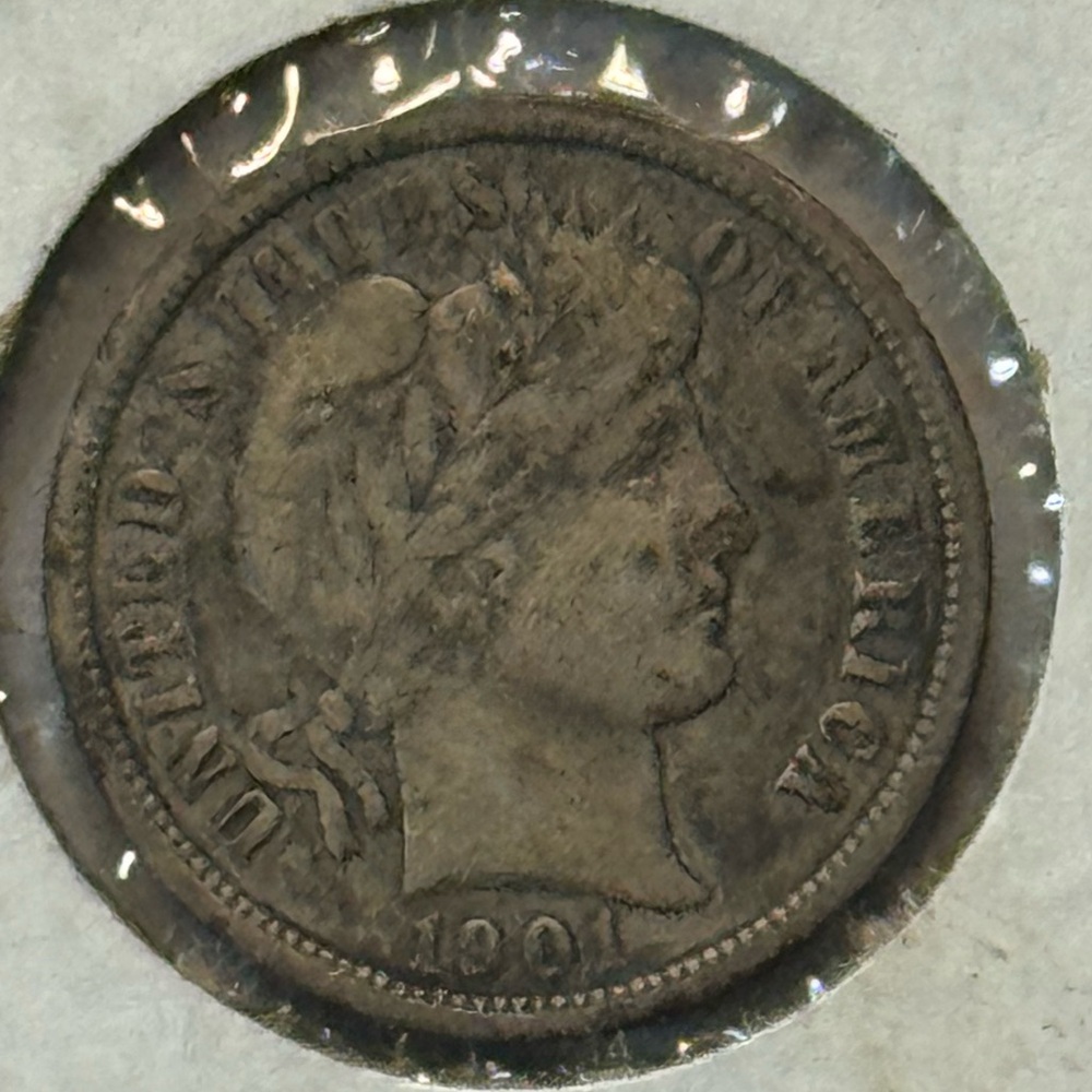 1901- O BARBER DIME COIN Fine Grade